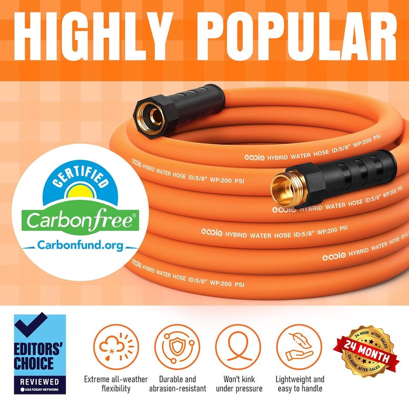 EOOIO Garden Hose 35 ft x 5/8", NON-EXPANDING Flexible Water Hose, Kink Resistant Lightweight Hybrid Hose, Leakproof Yard Hose with Male to Female Fittings - Image 3